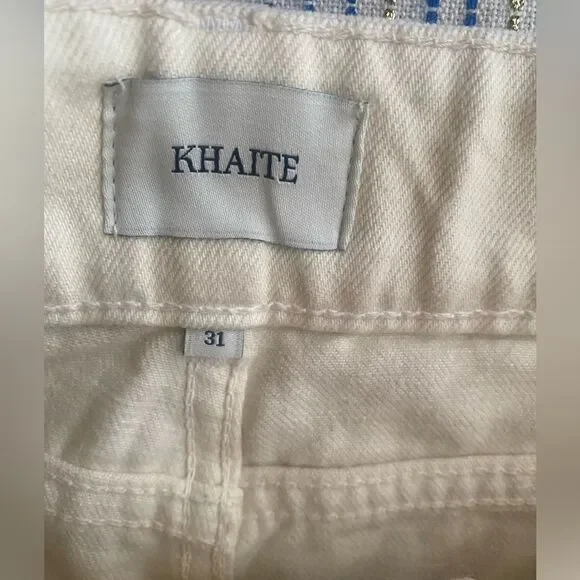 KHAITE Aiden Jean Womens Size 31 Ivory Rigid Pockets High Waist Cotton NWT - Picture 8 of 16
